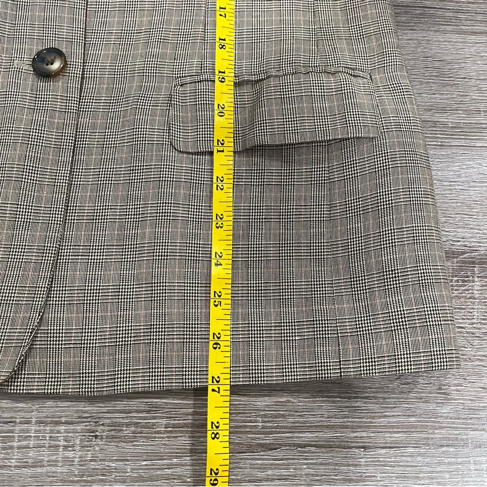 Talbots Petites Brown Houndstooth Linen/Rayon Blazer, Women's Size 10P, Neutral - Picture 9 of 11